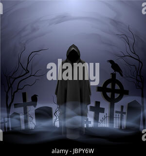 Gesichtslose Engel des Todes in losen insgesamt Gräber auf dem Friedhof. Stockfoto