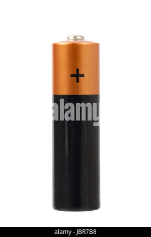 Eine Reihe eine der Batterien der Größe AA auf weißem Hintergrund Stockfoto