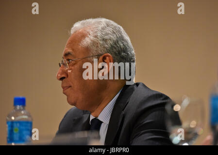 Buenos Aires, Argentinien. 12 Juni 2017. Premierminister von Portugal Antonio Costa während einer Konferenz der argentinischen Rat für internationale Beziehungen oder CARI in Buenos Aires, Argentinien. Stockfoto