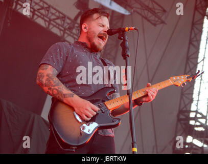 Chicago, Illinois, USA. 9. Juni 2017. Lead-Sänger Dustin Kensrue der Band, die dreimal führt, bei Huntington Bank Pavillon auf der nördlichsten Insel in Chicago, Illinois. Ricky Bassman/Cal Sport Media/Alamy Live-Nachrichten Stockfoto