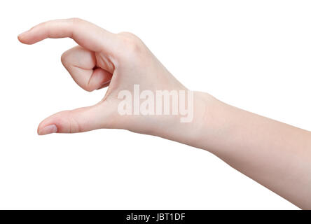 mittlere Größe - hand Geste isoliert auf weißem Hintergrund Stockfoto