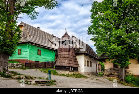 Traditionelles Dorf Vlkolinec in der Slowakei, Osteuropa Stockfoto