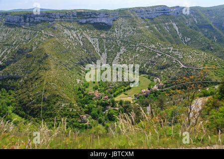 Frankreich, Gard (30), Vissec, Cirque de Navacelles Vu Depuis le Belvédère De La Doline / / Frankreich, Gard, Vissec, der Cirque de Navacelles gesehen aus dem vi Stockfoto