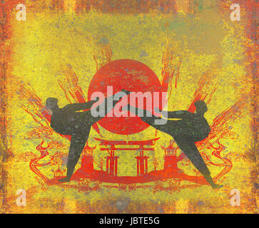 Karate-Berufe - Grunge und Vintage-Textur Stockfoto
