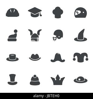Vektor schwarzen Helm und Hut-Icons set auf weißem Hintergrund Stock Vektor