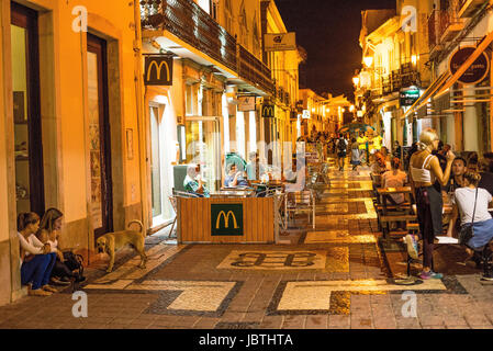 Europa, Portugal, Algarve, Faro, Nacht Eintritt, Stadtzentrum, Einkaufsmöglichkeiten, Nachtleben, Europa, Nachtaufnahme, Buchforst, Shopping, Nachtleben Stockfoto