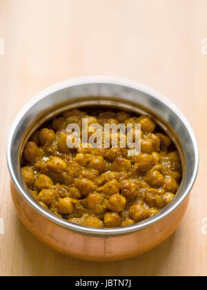 Nahaufnahme einer Schüssel indische vegetarische Channa Masala curry Stockfoto