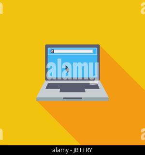 Laptop-Symbol. Flache Vektor zugehörige Symbol mit langen Schatten für Web und mobile Anwendungen. Es ist einsetzbar als - Infografik-Element, Symbol, Piktogramm, Logo Stock Vektor