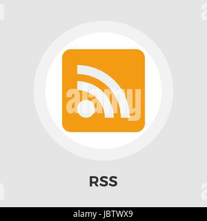 RSS. Single flache Symbol auf weißem Hintergrund. Vektor-Illustration. Stock Vektor