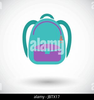 Schultasche. Einzelne flache Symbol auf weißem Hintergrund. Vektor-Illustration. Stock Vektor