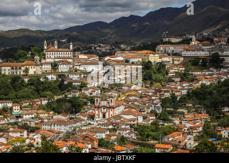 Blick auf historische Stadt Ouro Preto, UNESCO-Weltkulturerbe, Minas Gerais, Brasilien Stockfoto