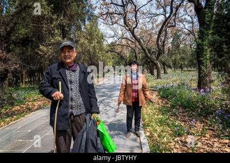 Zwei Personen, Friedhof des Konfuzius (Kong Lin), Qufu, Provinz Shandong, der Heimatstadt von Konfuzius, China Stockfoto