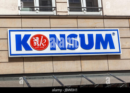 Konsum, Logo, Schilder, Deutschland Stockfoto