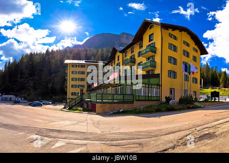 Misurina See im Dolomiti Alpen-Panorama-Aussicht, Region Südtirol in Italien Stockfoto