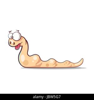 Abbildung einer Schlange grün Cartoon auf weißem Hintergrund Stock Vektor