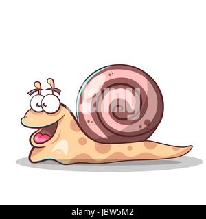 Niedlich, glücklich Cartoon Schnecke isoliert auf weißem Hintergrund Stock Vektor