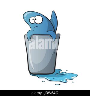 Niedlich, lustig Blauhai Cartoon auf dem Wasser Stock Vektor