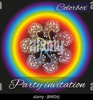 Kreismuster im Hintergrund mit einem Regenbogen Stock Vektor