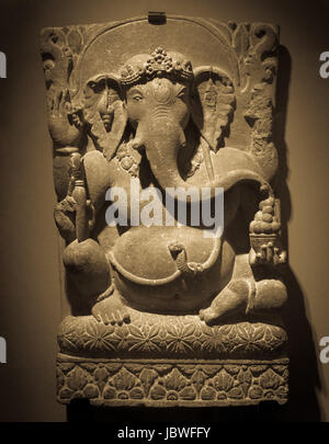 Detail des Ganesha Statue, Nord-Indien, 7. / 8. Jahrhundert n. Chr., Sandstein Stockfoto