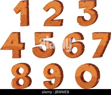 Schriftgestaltung für die Zahlen von eins bis Null illustration Stock Vektor