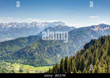 Alpenblick, Berg Zugspitze in Bayern (Deutschland) Stockfoto