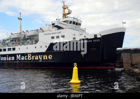 Eine Broken Bow Tür auf die Caledonian MacBrayne Islay Fähre die Hebriden-Inseln um Kennacraig, 06.02.17, Schottisches Hochland, Schottland, Vereinigtes Königreich. Stockfoto