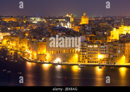 Luftaufnahme von Senglea von Valletta, Malta Stockfoto