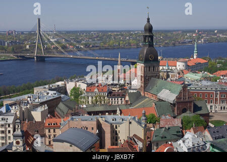 Riga-Panoramablick vom St.-Petri Kirche Stockfoto