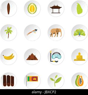 Sri Lanka Reisen stellen flach icons Stock Vektor