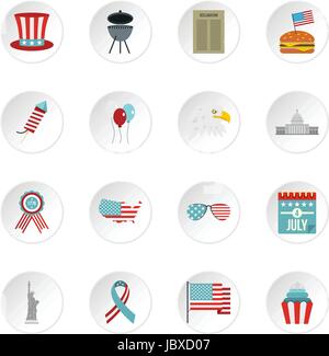 Independence Day-Flaggen-Icons im flachen Stil festlegen Stock Vektor