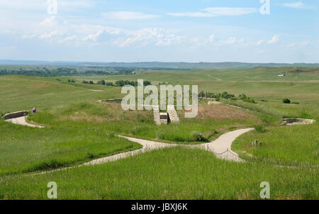 Blick vom Stand letzten Hügel des indischen Memorial, Little Bighorn Battlefield National Monument, Crow Agency, Montana, USA Stockfoto