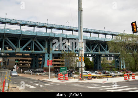 Benjamin Franklin Brücke Rennen Straße Philadelphia USA Stockfoto