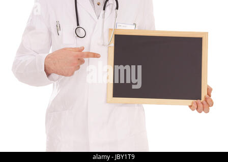 Arzt mit Stethoskop und leere Schild Stockfoto