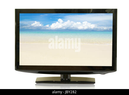 Frontalansicht des Breitbild-LCD-Monitor, isoliert auf weiss Stockfoto