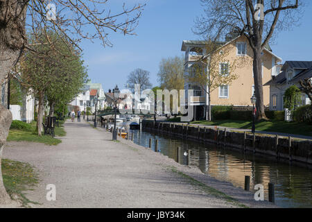 TROSA beliebten touristischen Stadt in Södermanland mit Trosa Fluss im Frühjahr 2017 Stockfoto