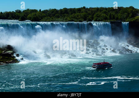 Amerikanischen Seite der Niagarafälle von der kanadischen Seite aus gesehen Stockfoto