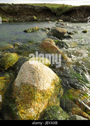 Wasser-Strom-Fluss fließt über große Felsen auf Dartmoor National Park, Westcountry, Devon, UK Stockfoto