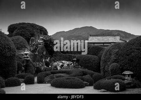 Japanischer Garten.  Chiran Samurai Häuser, Kagoshima, Kyushu, Japan Stockfoto