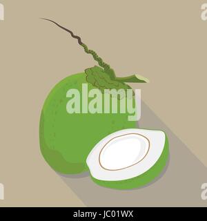 Kokosnuss isoliert flachen Stil, Kokos-Symbol auf Hintergrund, Kokosnuss auf einem hellen Hintergrund, Vektor-Illustration isoliert. Stock Vektor