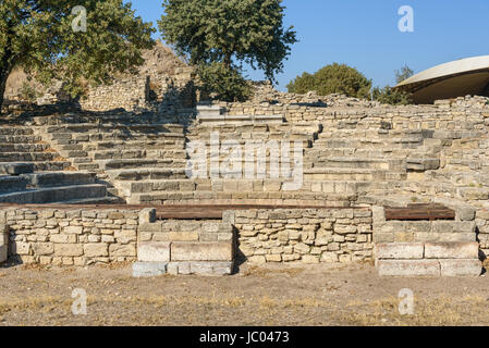 Ruinen von Odeion und Bouleuterion in antiken Stadt Troja. Canakkale Province. Turkei Stockfoto