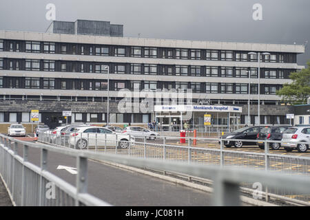 NHS Monklands Krankenhaus wurde durch die jüngsten Cyber-Angriff betroffen.  Mitwirkende: Allgemeine anzeigen wo: Cumbernauld, Großbritannien: 13. Mai 2017 Credit: WENN.com Stockfoto