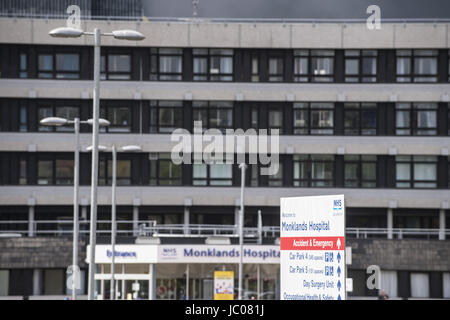 NHS Monklands Krankenhaus wurde durch die jüngsten Cyber-Angriff betroffen.  Mitwirkende: Allgemeine anzeigen wo: Cumbernauld, Großbritannien: 13. Mai 2017 Credit: WENN.com Stockfoto