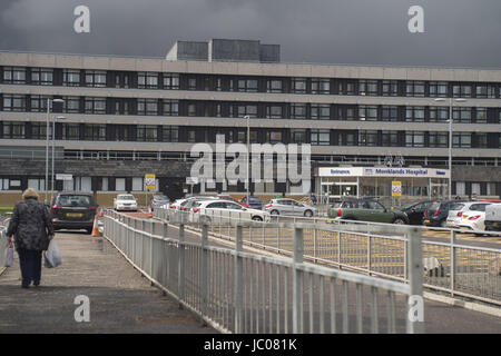 NHS Monklands Krankenhaus wurde durch die jüngsten Cyber-Angriff betroffen.  Mitwirkende: Allgemeine anzeigen wo: Cumbernauld, Großbritannien: 13. Mai 2017 Credit: WENN.com Stockfoto