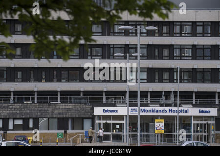 NHS Monklands Krankenhaus wurde durch die jüngsten Cyber-Angriff betroffen.  Mitwirkende: Allgemeine anzeigen wo: Cumbernauld, Großbritannien: 13. Mai 2017 Credit: WENN.com Stockfoto