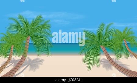 Tropischen Strand. Sommertag. Himmel ist blau. Vektor Stock Vektor