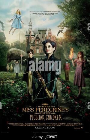 Miss Peregrine Haus für besondere Kinder-Jahr: 2016-USA / UK Regie: Tim Burton Eva Green, Asa Butterfield Filmplakat (USA).  Es ist verboten, das Foto aus dem Kontext der Promotion des Films zu reproduzieren. Es muss die Filmgesellschaft und/oder der Fotograf von zugewiesen oder von autorisierten / erlaubt am Set von der Filmgesellschaft gutgeschrieben werden. Nur für redaktionelle Nutzung. Photo12 gewährt keine Persönlichkeitsrechte der Personen vertreten. Stockfoto