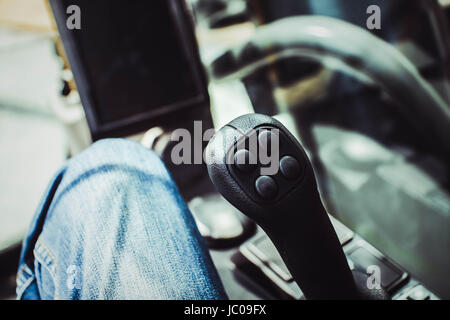 Der neue Treiber Cab Bagger Detaillierung Stockfoto