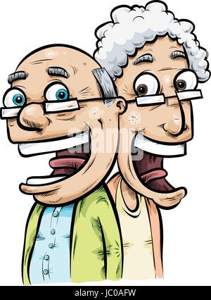 Ein glückliches, älteres paar cartoon. Stock Vektor
