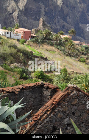 Masca, Bergdorf, Mascaschlucht, Teno-Gebirge, Teneriffa, Gebirge, Teno, Berge, Hochgebirges, erkundet, Kanaren, Kanarische Inseln, Spanien, Tenogebirge, Dorf Stockfoto