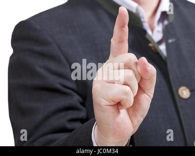 Geschäftsmann von Zeigefinger - Hand zeigt Geste isolierten auf weißen Hintergrund Stockfoto